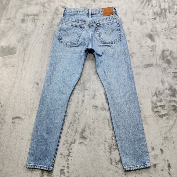 Levi's 501 Jeans Women W25 L 30 Blue High Rise Skinny Distressed Stretch Premium - Picture 4 of 16